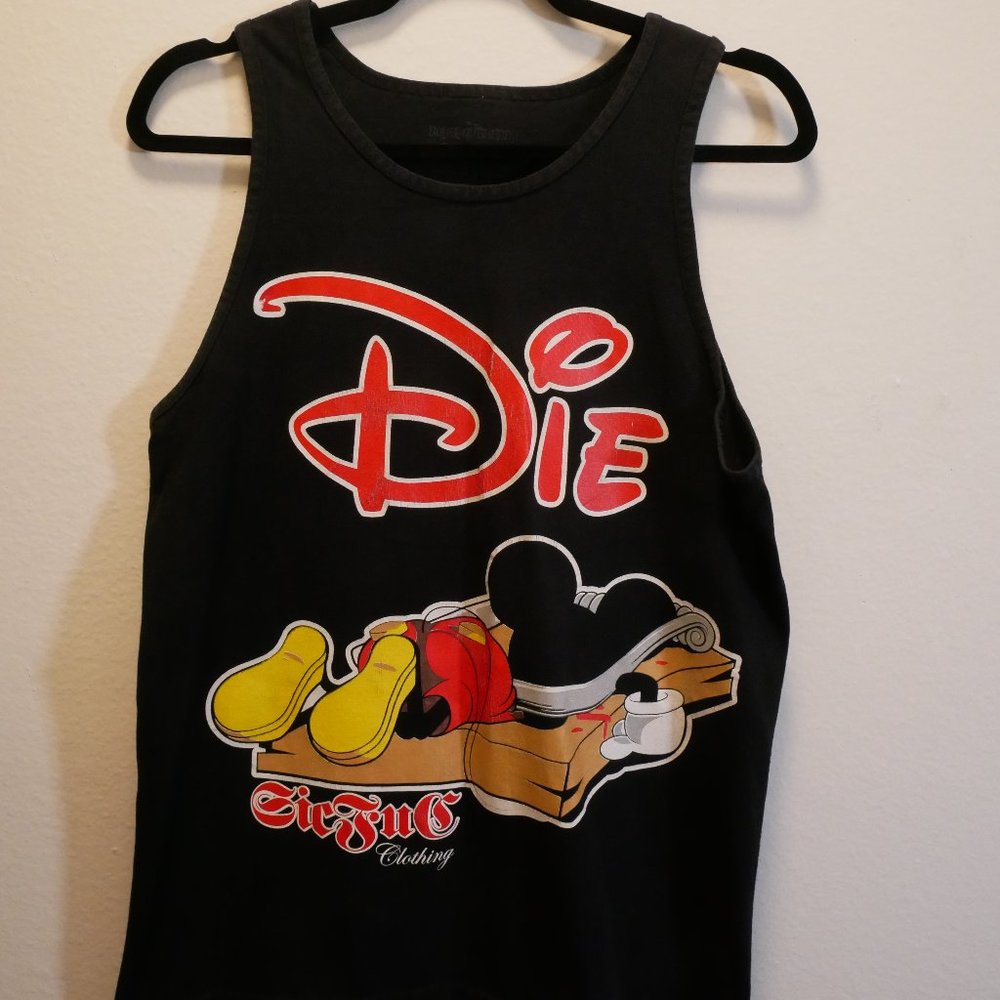 MICKEY MOUSE ON MOUSE TRAP RARE VINTAGE TANK TOP MEDIUM BLACK COTTON T SHIRT